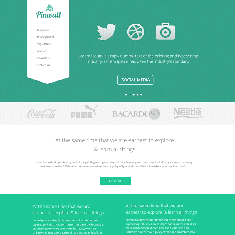 Pinwall Modern Website Template PSD