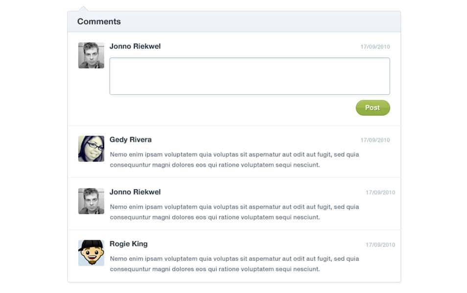 Comment Form User Interface