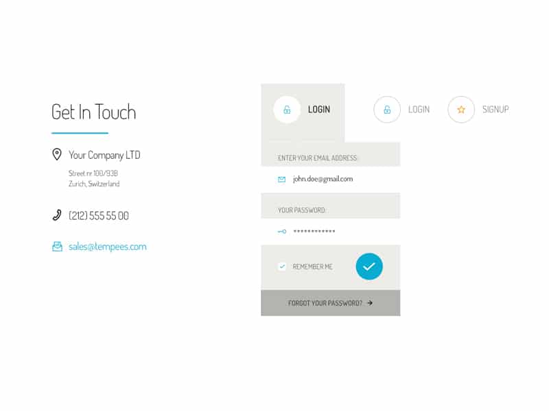 Contact and Login Form PSD