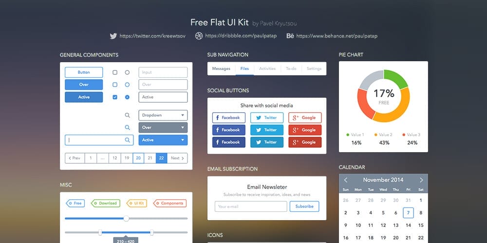 Free Flat UI Kit PSD