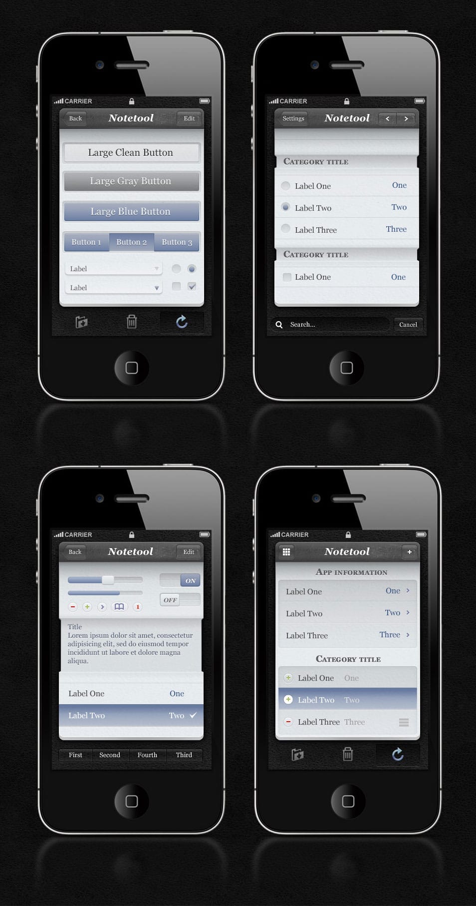 Free iPhone App UI Kit Psd
