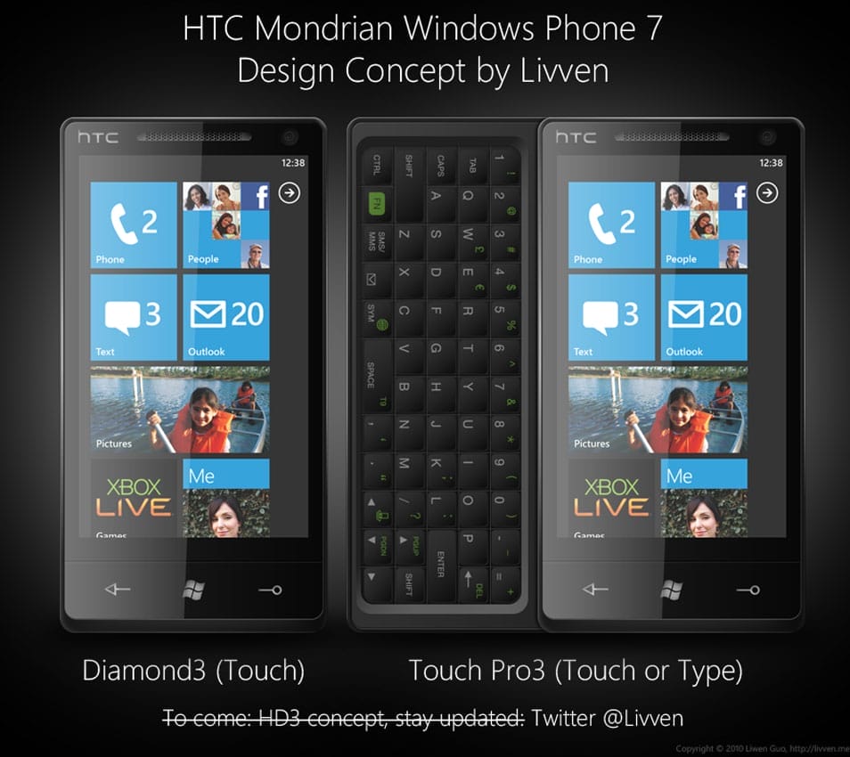 HTC Mondrian Windows Phone 7 Concept PSD
