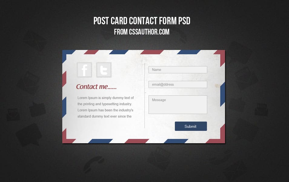 Postcard Contact Form PSD