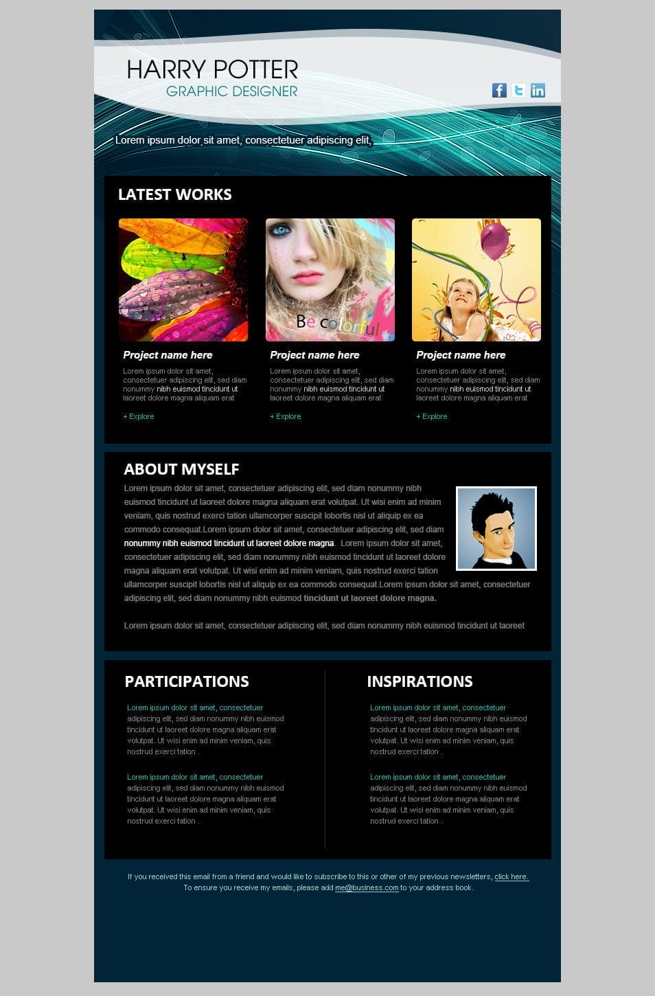 Potter Designs Free PSD Email Newsletter Template