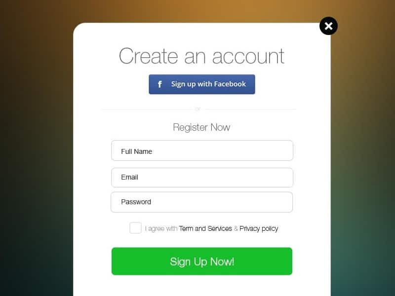 Signup Form Free Psd 