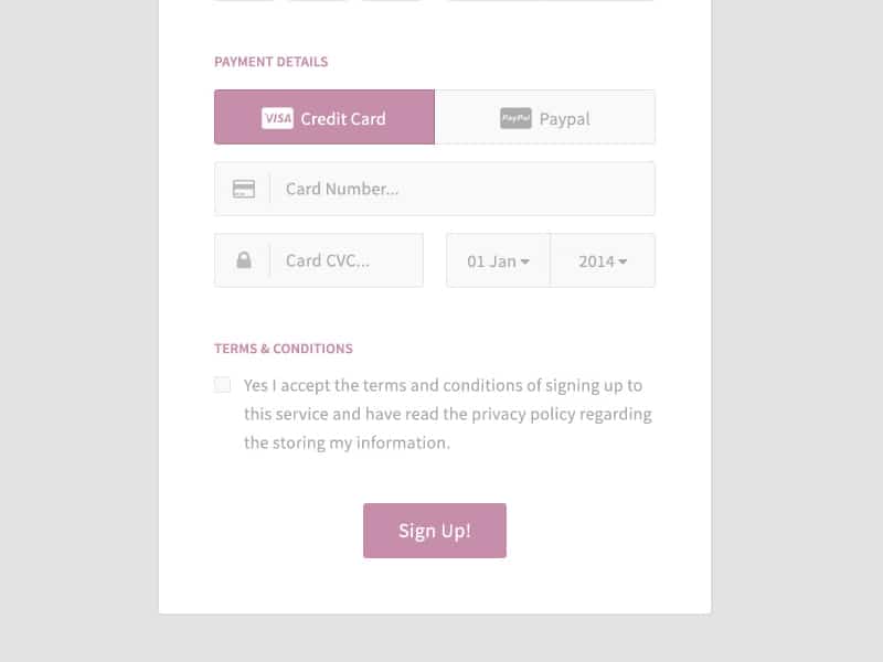 Signup Form with Checkout PSD