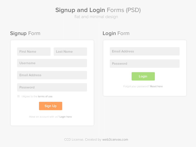 Signup and Login Page PSD 