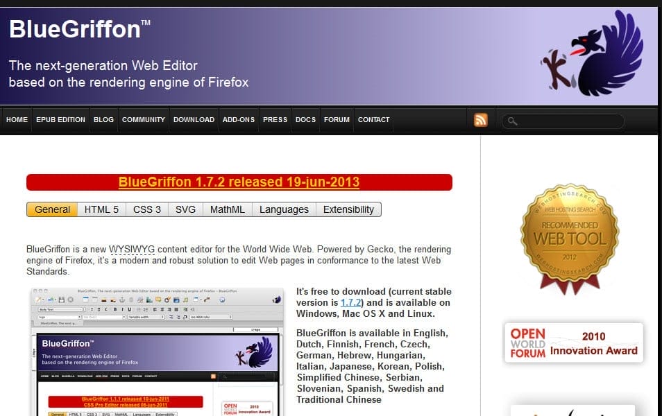 free html editor bluegriffon