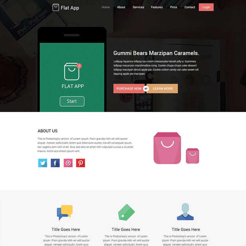 Flat App Flat Website Template PSD Download