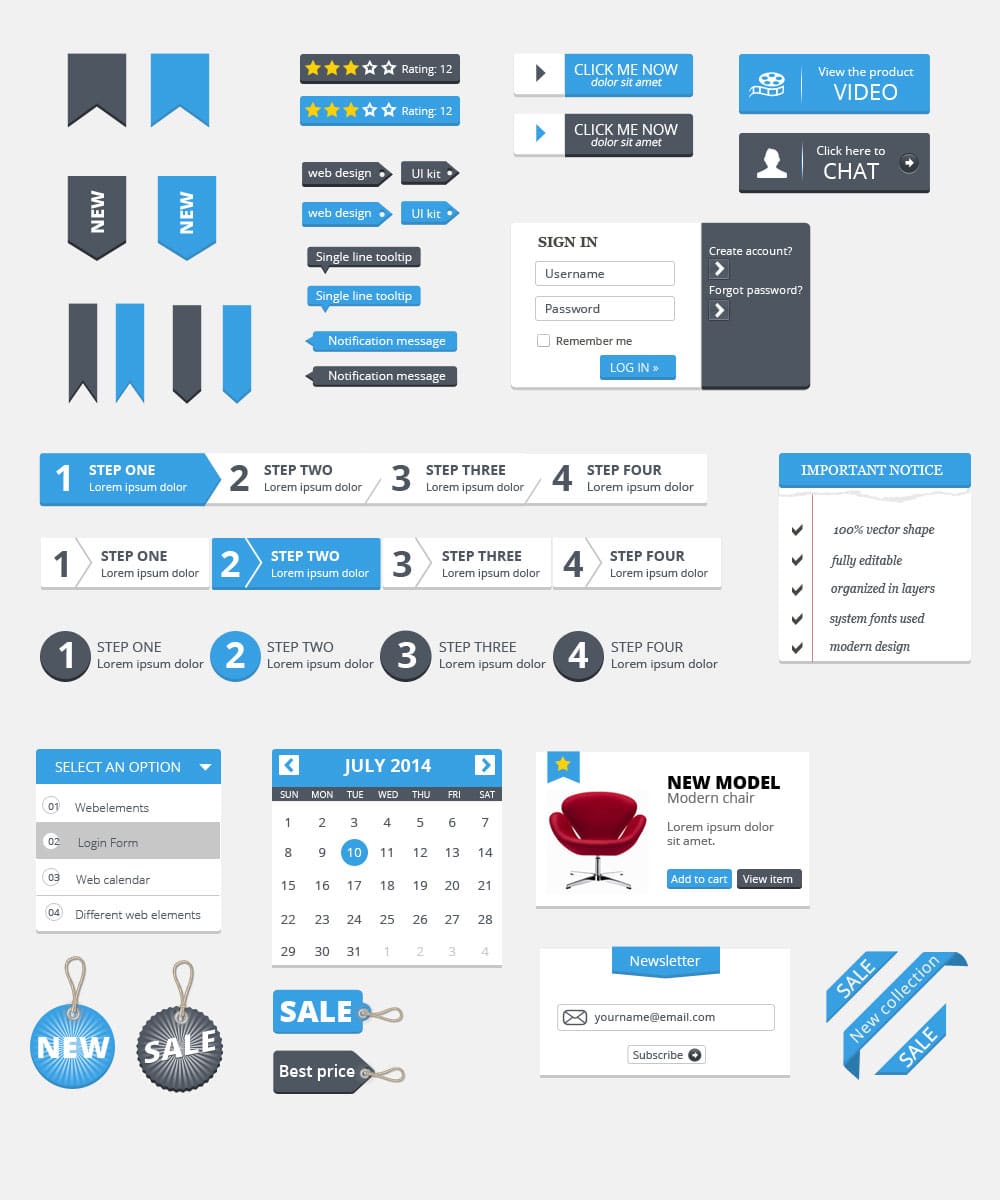 50+ Free Flat Style UI Kits