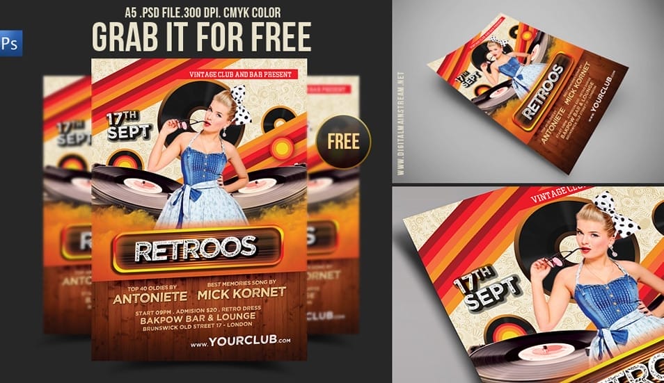 Free Download Retro Party Flyer Template