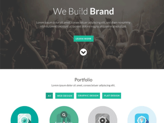 Free Flat Style Single Page Website Design Template PSD