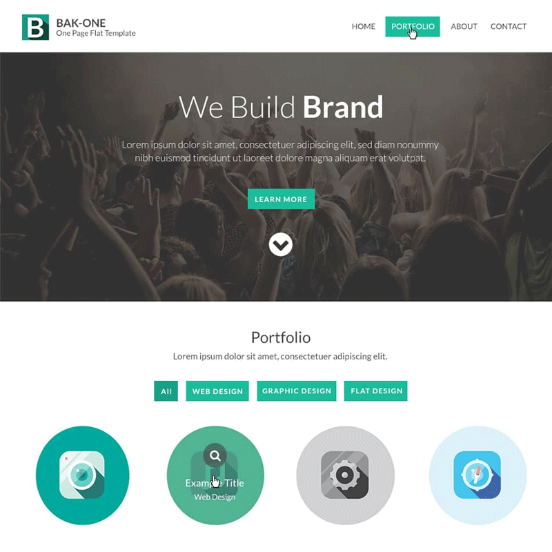 Free Flat Style Single Page Website Design Template PSD