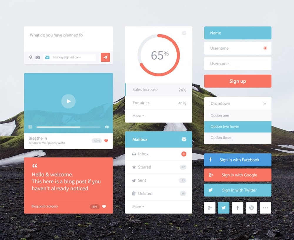 50+ Free Flat Style UI Kits