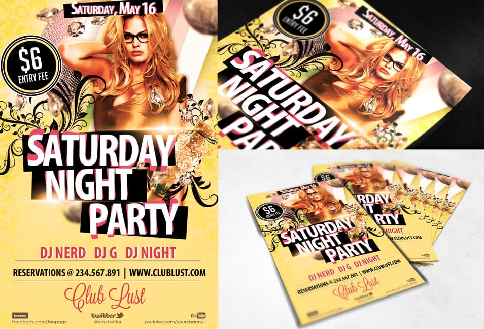 Free PSD Flyer Saturday Night Party