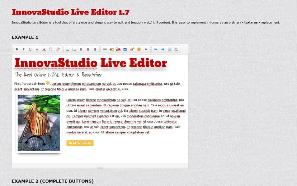 InnovaStudio Live Editor