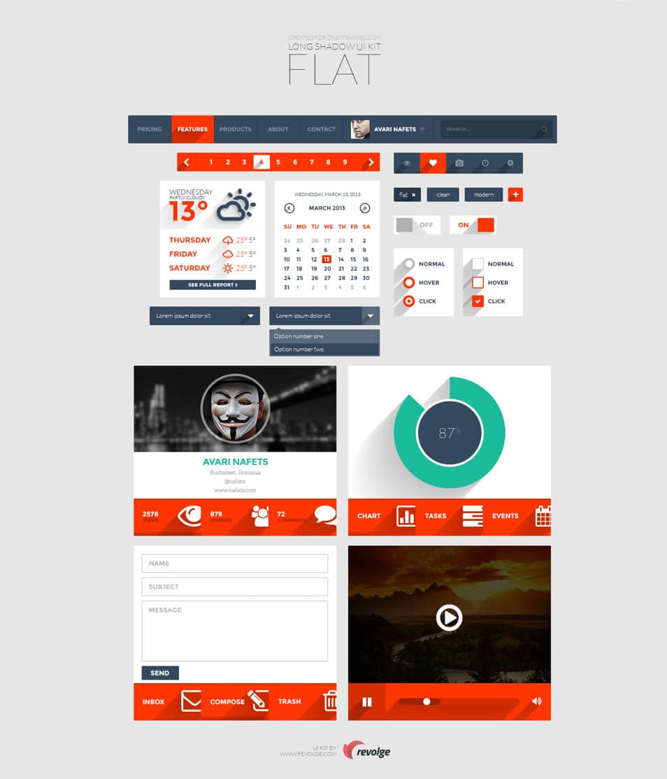 50+ Free Flat Style UI Kits