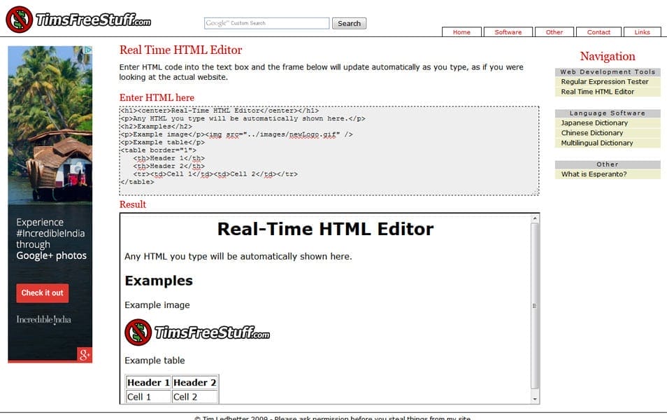 Real Time HTML Editor