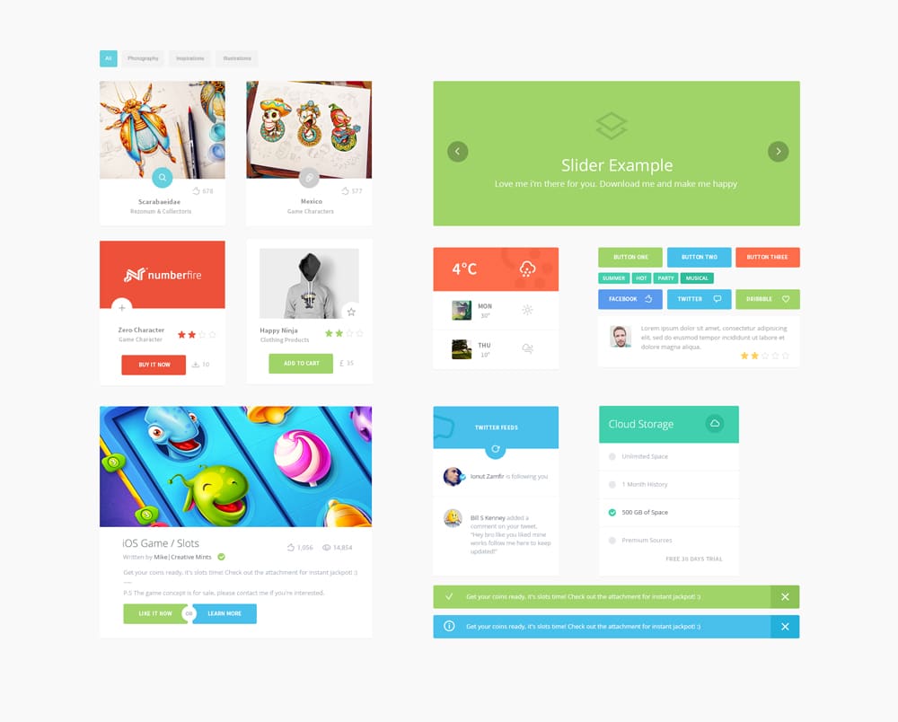 50+ Free Flat Style UI Kits