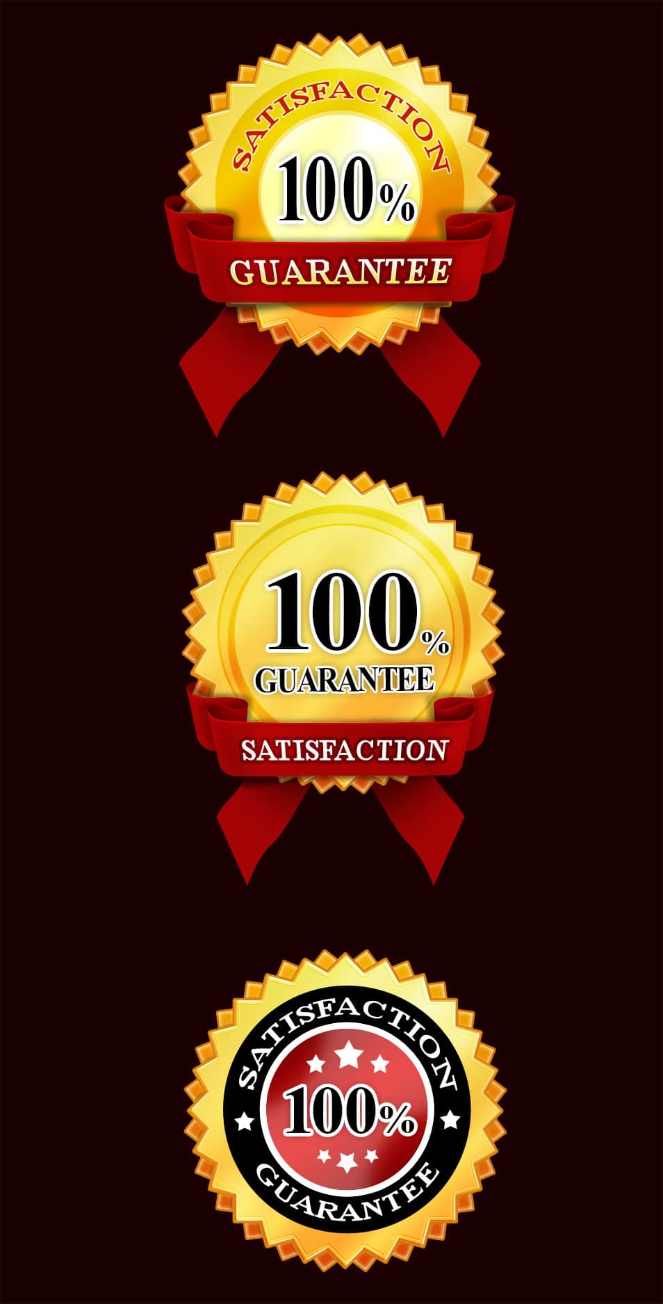 3 Satisfaction Guaranteed PSD Badges
