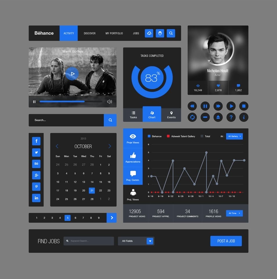 Behance-Style-Flat-Ui-Kit-PSD