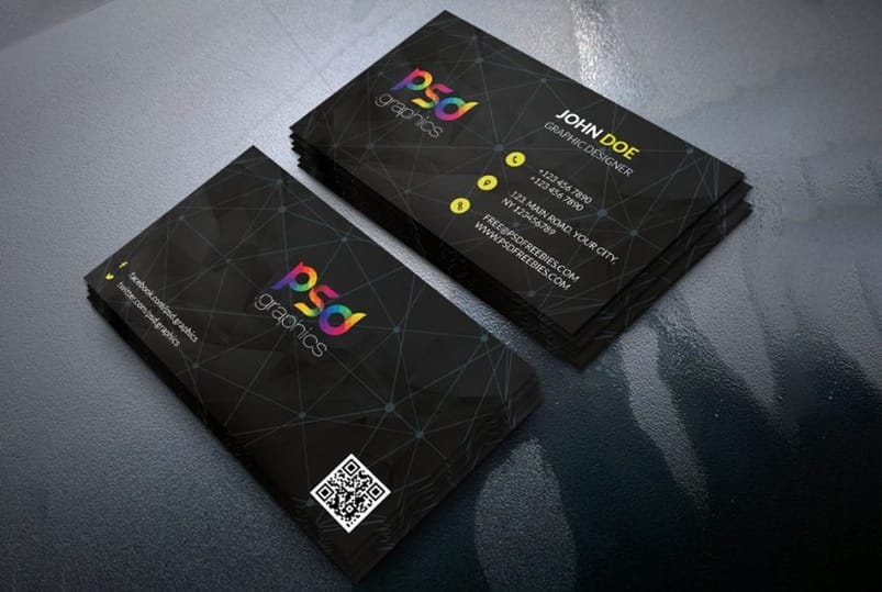 Black Business Card Template PSD