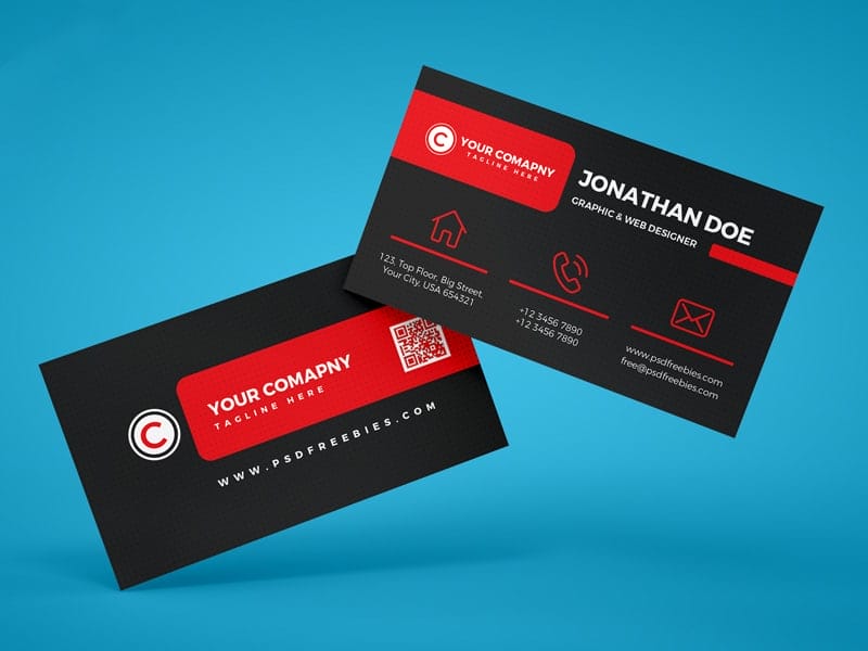 Black Corporate Business Card Template PSD