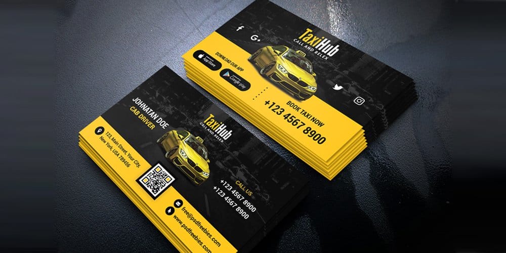 Cab Taxi Services Business Card Template PSD