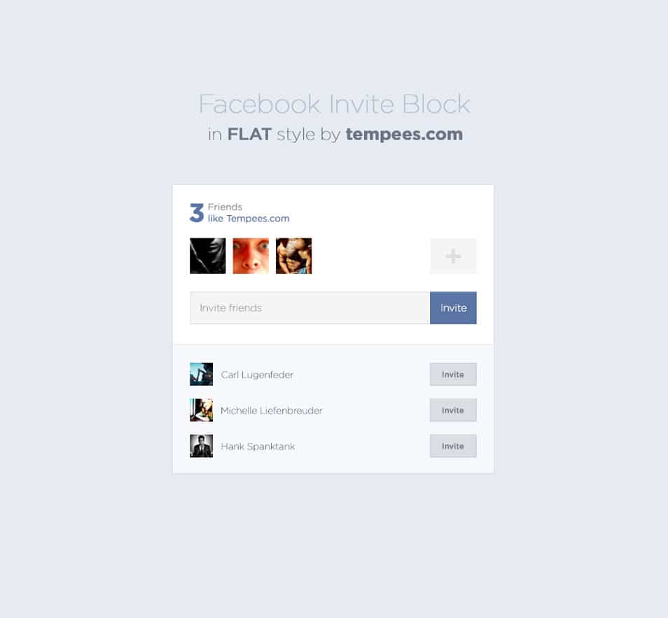 Facebook invite block in flat style
