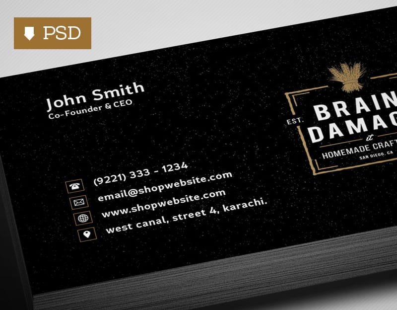 Free Black Business Card Template PSD