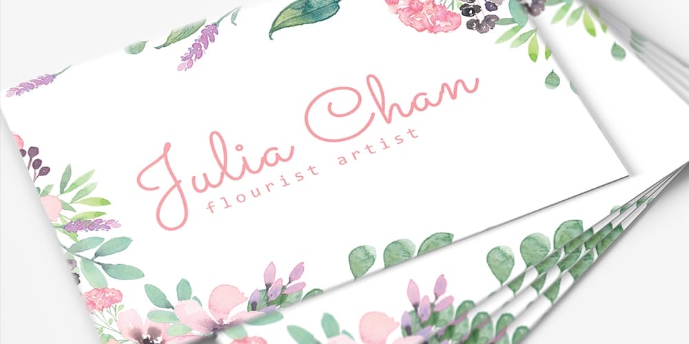 Free Floral Minimalist Business Card Template PSD