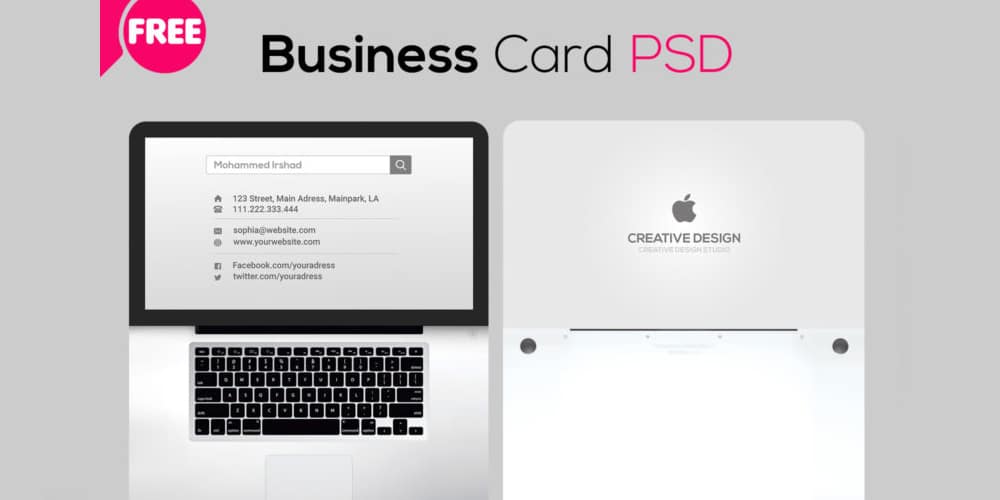 Free Laptop Business Card PSD