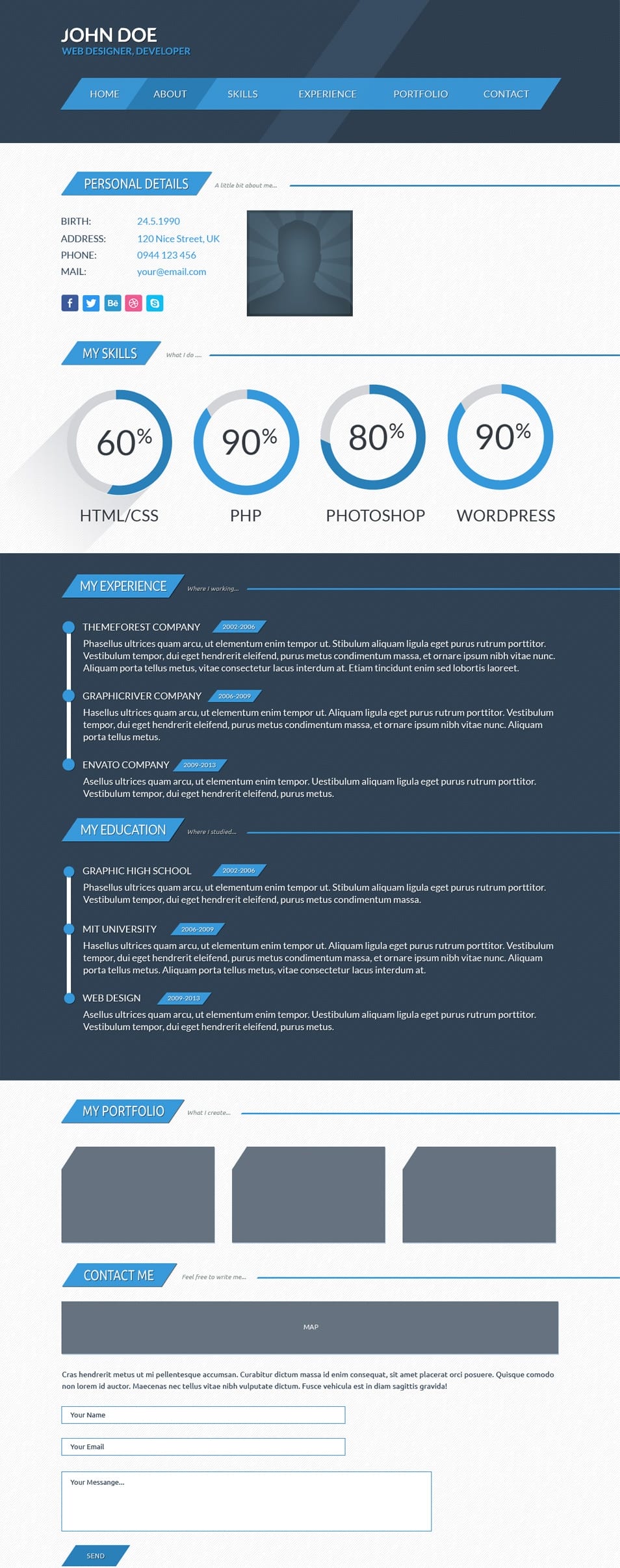 Free PSD Template CV page