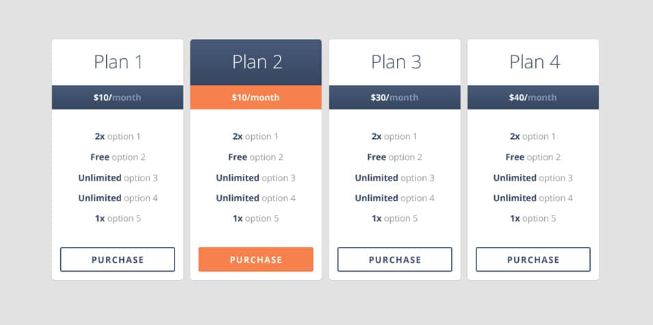 Free Responsive Pricing Table