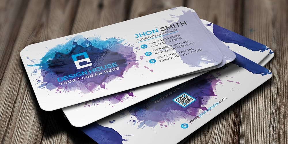 Free Watercolor Splash Business Card PSD