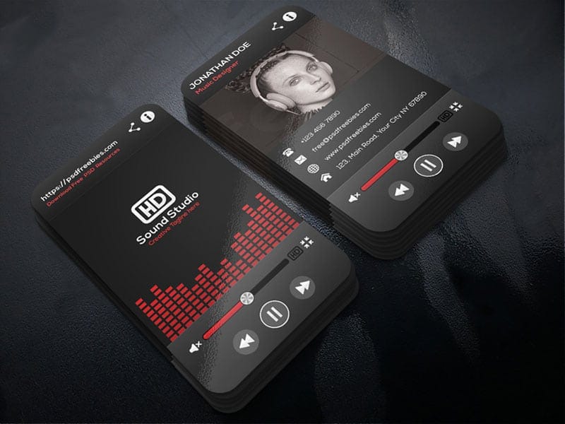Music Player Style Business Card Template PSD