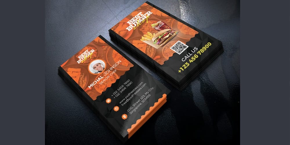 Restaurant Business Card Template PSD