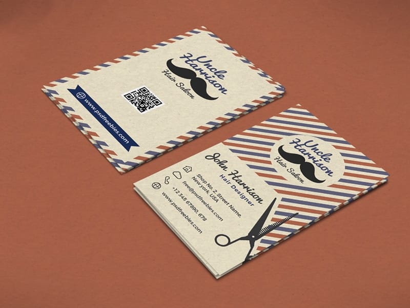  Retro Barber Shop Business Card Template PSD