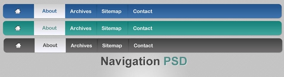Three navigation menu PSD material