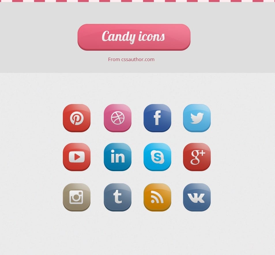Candy Social Icons PSD - cssauthor.com