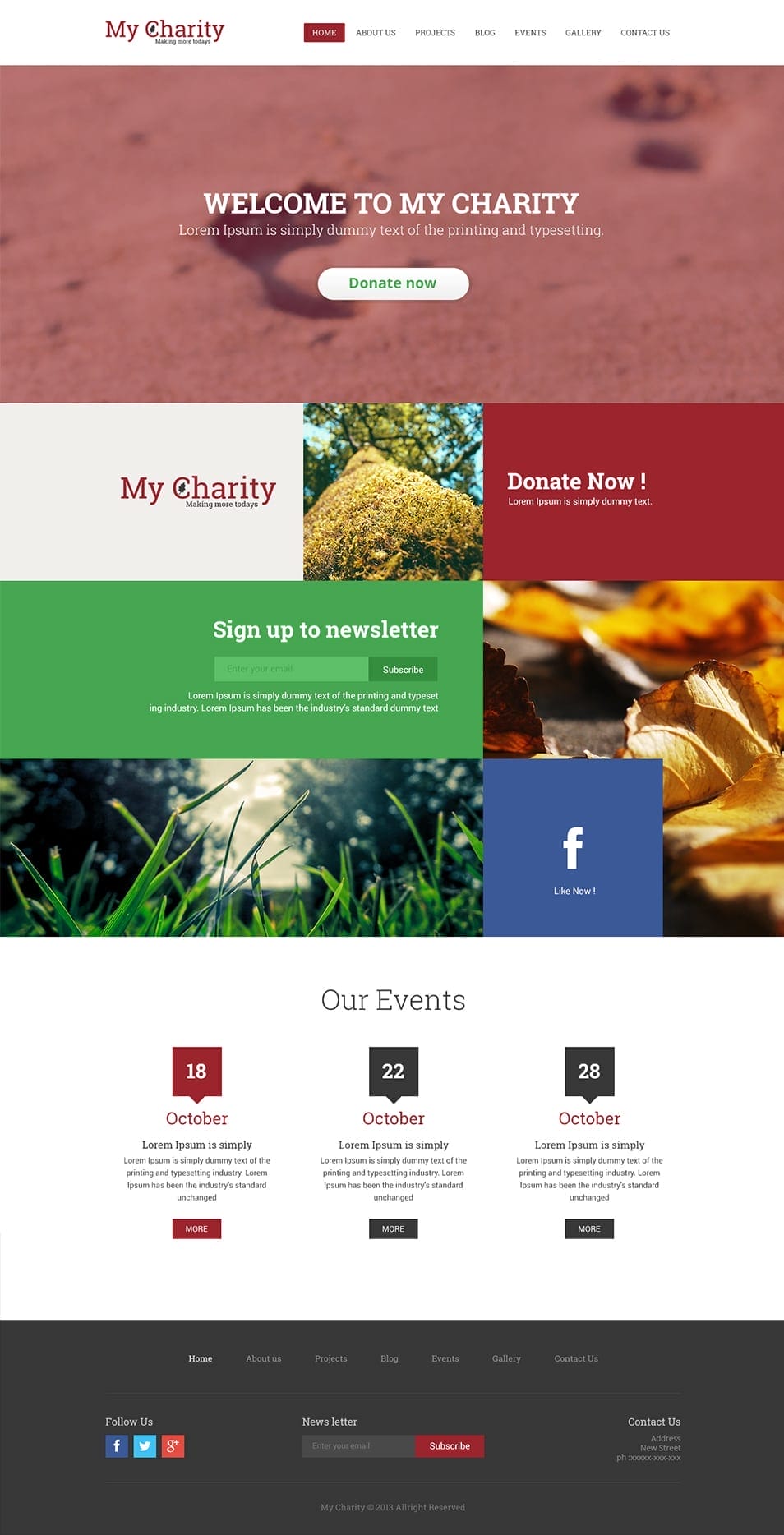 Free Charity Website Template PSD
