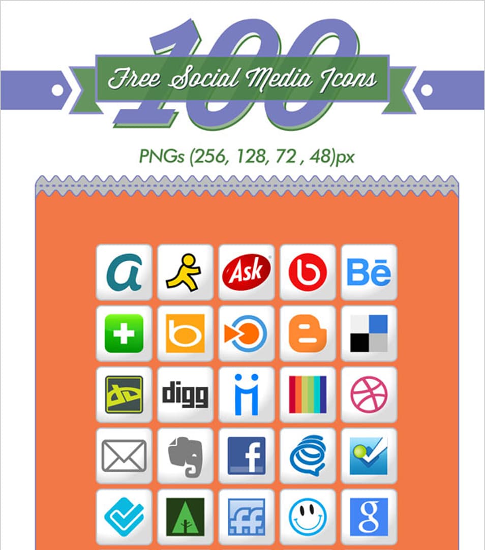 100 Free White Social Media Icons (256 px PNGs & Vector File)