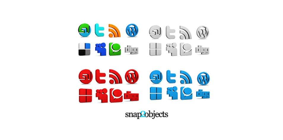 3D Social Media Icons for bloggers