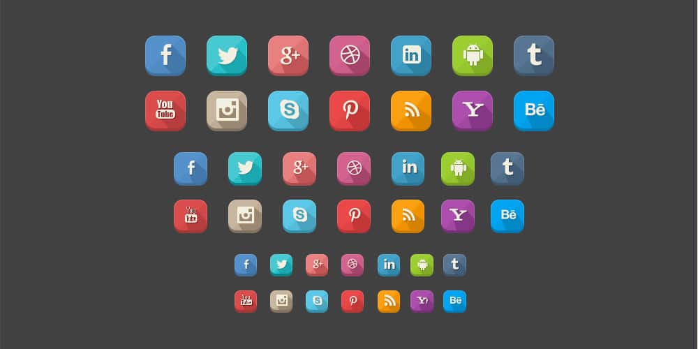 42 Long Shadow Social Icons PSD