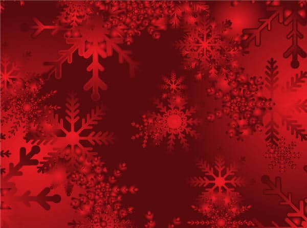 Abstract Christmas Snow on Red Background