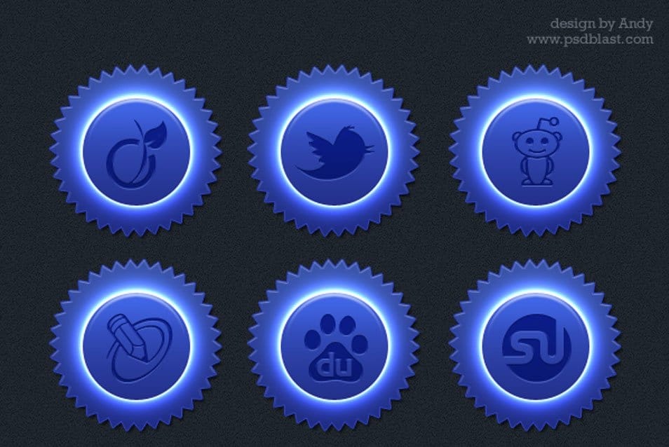 Blue color social icon set
