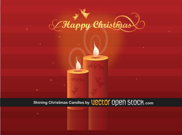 Christmas Candles on Red Background
