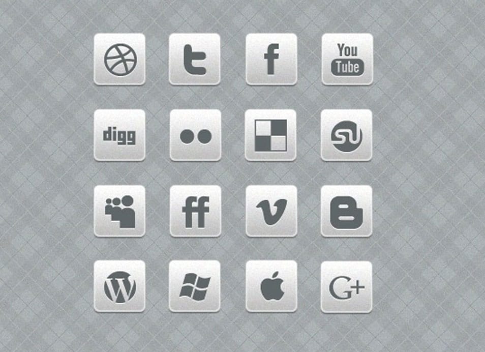 Clean Black And White Social Media Icon Set