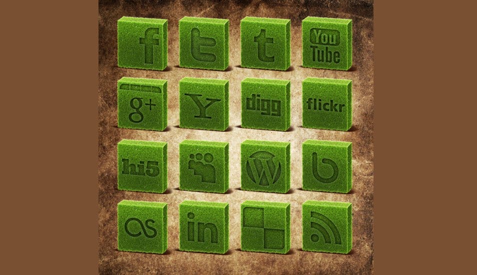 Cubed Grass Social Media Icons