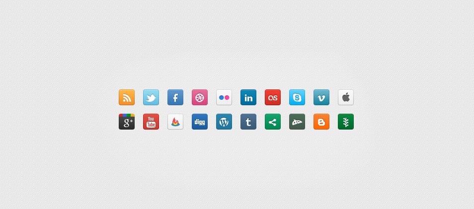 DC Social Icons – Set of 20 Clean Icons